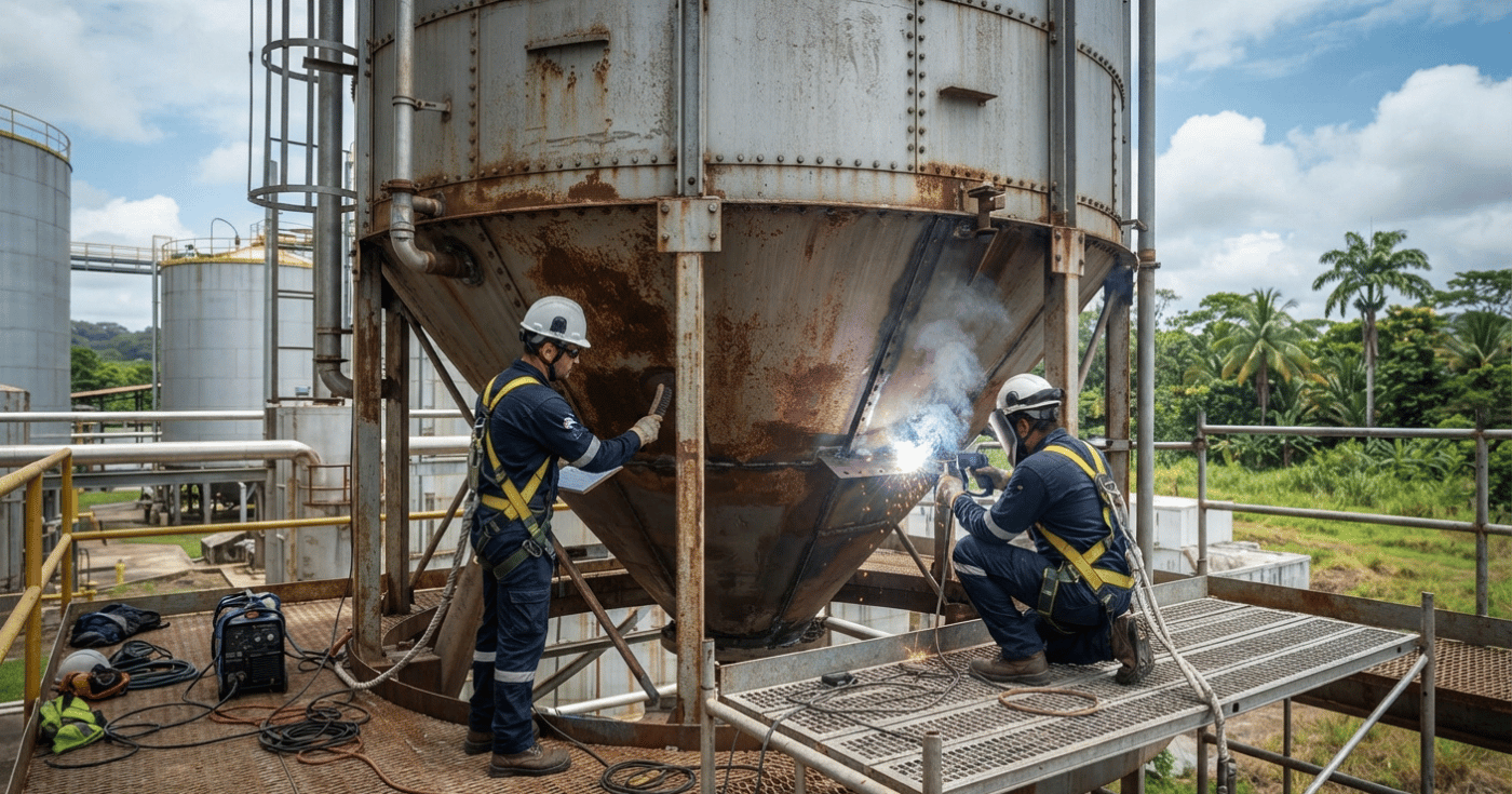 Trabajos de Soldadura durante el Mantenimiento de Tanques Industriales
